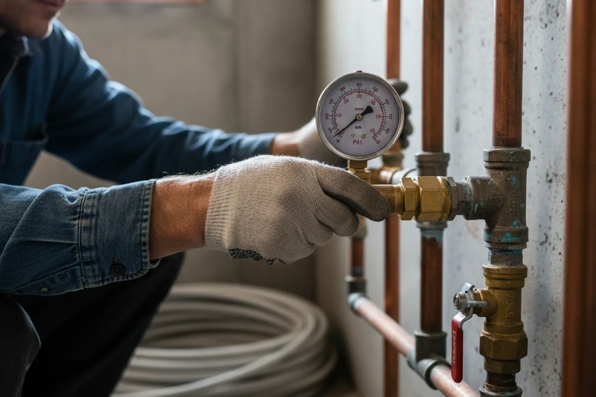 Pressure testing a repaired line during Water Line Repair in Manvel