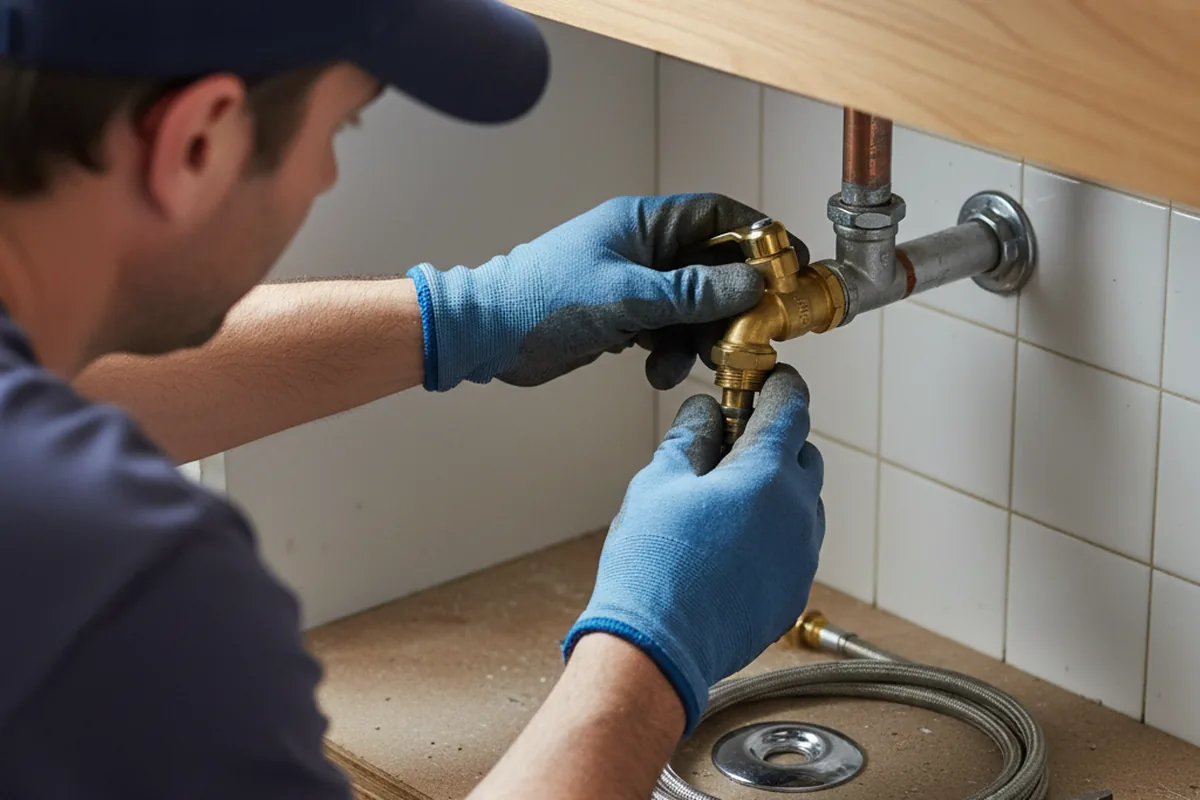 Shutoff valve and fitting work during Burst Pipe Repair in Manvel